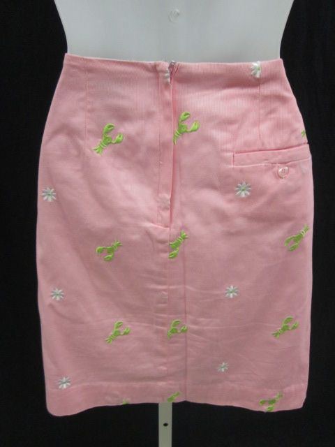 LILLY PULITZER Pink Lobster Flower Embroidery Sz 2  