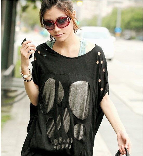 New Women Korea loose long Hollow Top T shirts CML9253  