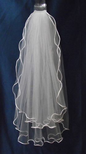 2T fingertip curling wedding veil white +comb bridal veils accessories 