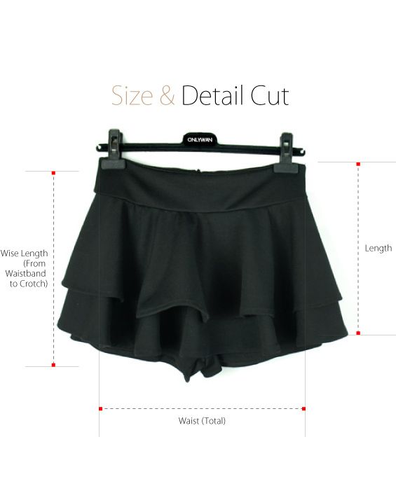 WAN★Black Layerd High Waist Swing Mini Skirt Shorts  