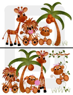 JUNGLE NURSERY BABY GIRL WALL BORDER STICKERS DECALS  