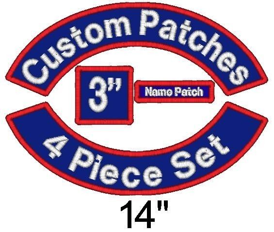   Custom Embroidered Patch Set   Rockers Name MC Square   14 Motorcycle