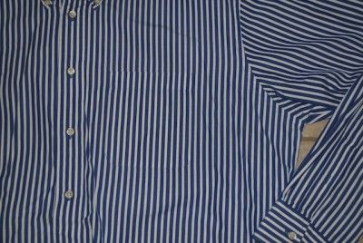 JOS A BANKS STRIPED BLUE OXFORD MENS DRESS SHIRT SIZE 17.5 35 XL 