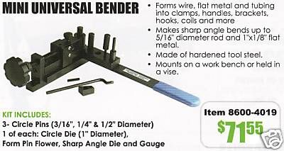 Mini Universal Bender Made Of Hardened Tool Steel NEW  