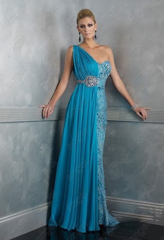 Blue Wedding dress Bridesmaid /prom gown Evening Dress  