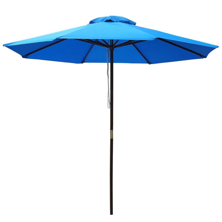 9ft Outdoor Patio Umbrella Wooden Pole Garden Beach Pool Cafe Multi 