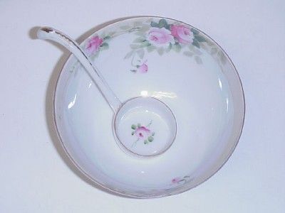 NIPPON PORCELAIN THREE FOOTED BOWL & LADLE  