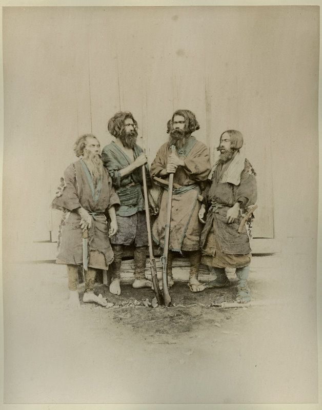 1870s PHOTO STILLFRIED JAPAN   FOUR AINU MEN  