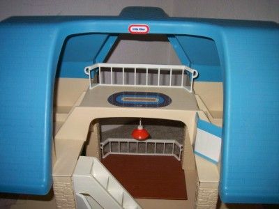 Vintage 1980s Little Tikes Blue Roof Doll House w/ People Pets and 