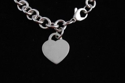   TIFFANY & CO. 8 Sterling Silver Bracelet w/ Heart Charm P  