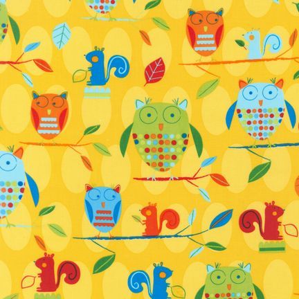 Animal Party Too Funky Owl Summer Schimler Fabric  