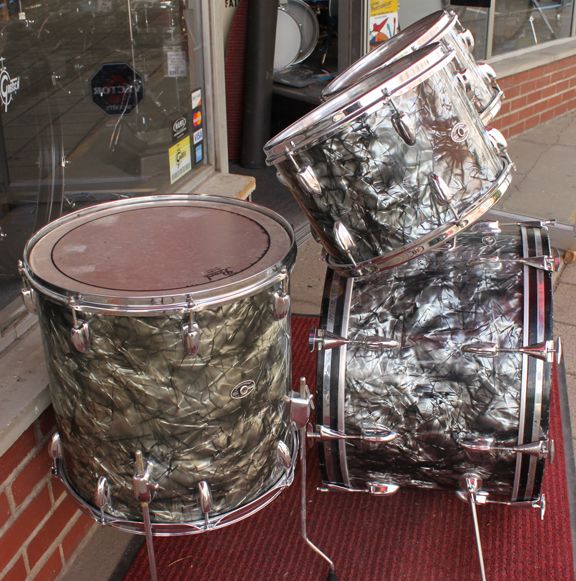   Slingerland Black Diamond Pearl Drum Set Drums 6 ply shells  