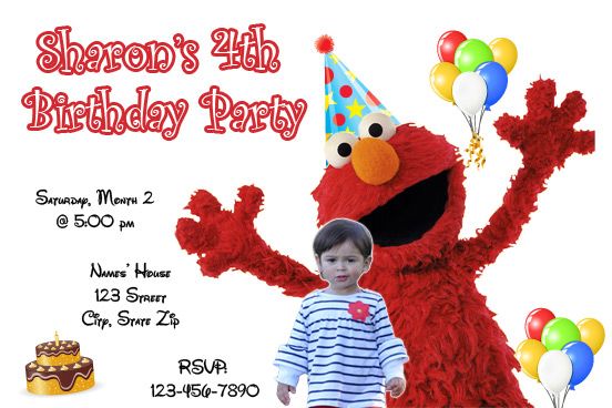 ELMO SESAME STREET BIRTHDAY PARTY INVITATION (elmo03)