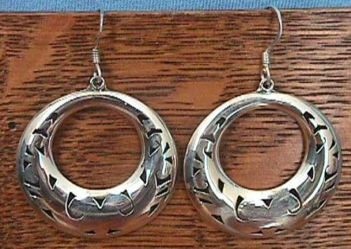 Sterling Silver 925 Large Round Mexico EARRINGS  