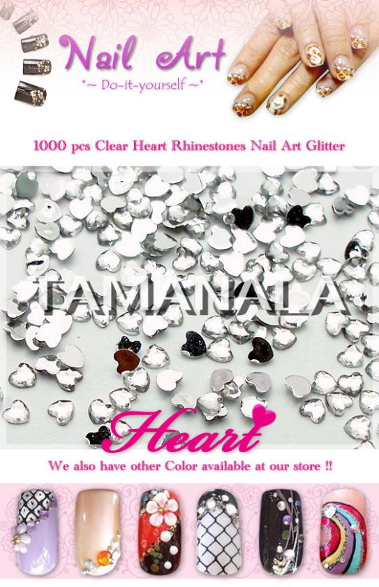 1000 Clear Heart Glitter Rhinestones Decor Nail Art #9  