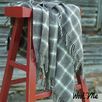 Luxurious alpaca and merino wool throw of checked classic design and 